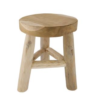 Stool 3 legs teak wood 24x24x30cm - Natural