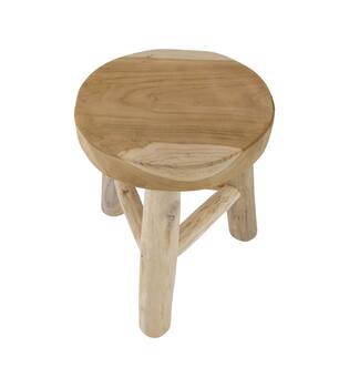 Stool 3 legs teak wood 24x24x30cm - Natural