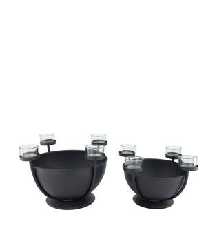 Tealight holder metal with glass 31x31x19.3cm S/2