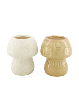Vase mushroom ceramic 12x12x14cm  - White