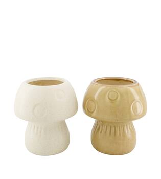 Vase mushroom ceramic 18x18x20cm  - White