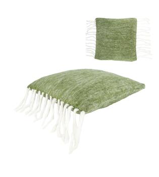 Cushion with tassels acrylic 45x45x8cm - Green