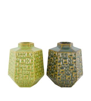 Vase ceramic 17.5x16x20.5cm  - Green