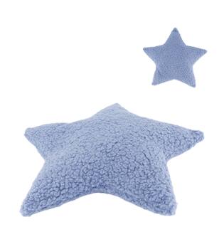 Cushion star teddy polyester 45x45x8cm - Blue