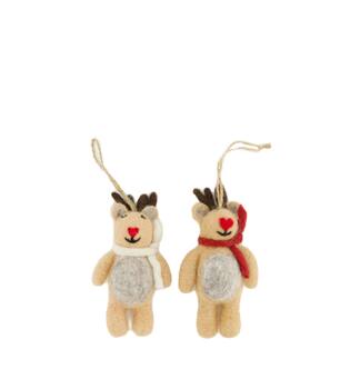Hanger deer wool 6x3x12cm- Multi