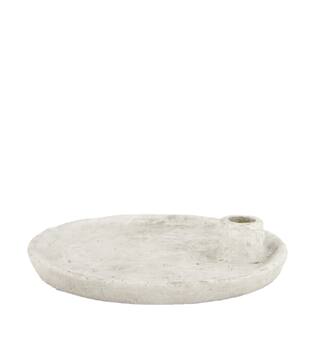 Dinnercandle holder cement 22x22x4cm - Grey