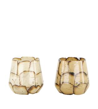 Tealight holder glass 7x7x9cm  - Brown