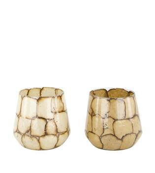 Tealight holder glass 9x9x12cm  - Brown