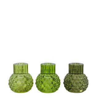 Tealight holder glass 7.8x7.8x8.8cm  - Green