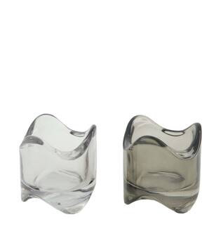 Tealight holder glass 5.5x5.5x6cm  - Grey