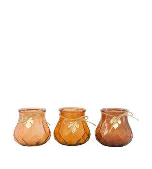Candle cinnamon pie scent wax with glass 10.9x10.9x10cm C/3