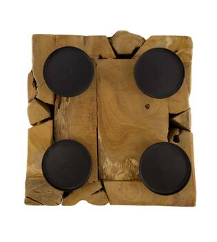 Pillar candle holder erosion wood 28x28x28cm
