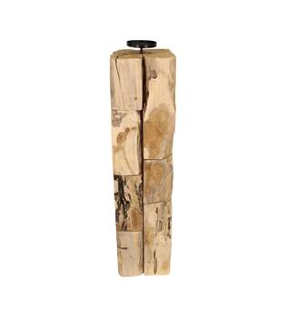 Pillar candle holder erosion wood 18x18x78cm - Natural