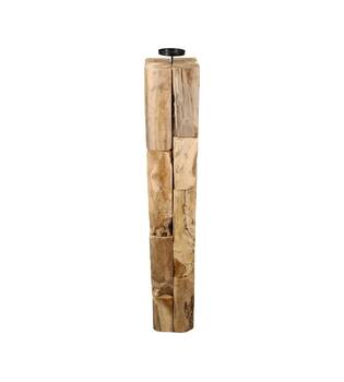 Pillar candle holder erosion wood 18x18x118cm - Natural