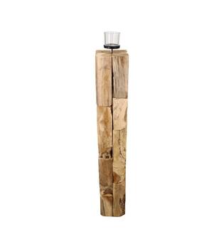 Pillar candle holder erosion wood 18x18x118cm - Natural