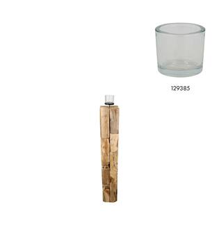 Pillar candle holder erosion wood 18x18x118cm - Natural
