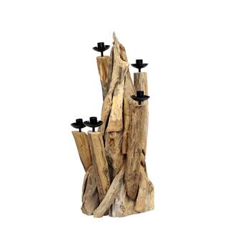 Dinnercandle holder erosion wood 30x30x58cm - Natural