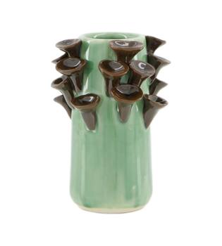 Vase mushroom ceramic 9x9x12.8cm - Green