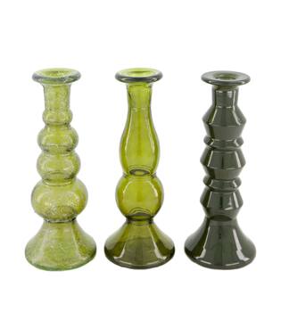 Dinnercandle holder recycled glass 9x9x22cm  - Green