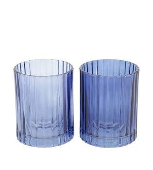 Tealight holder glass 7.5x7.5x10cm  - Blue