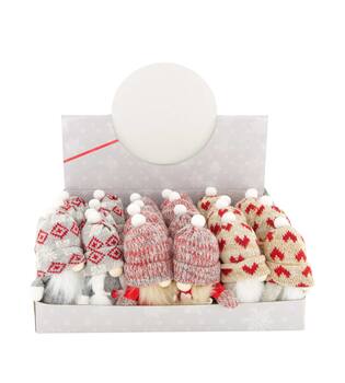 Figurine gnome round hat fabric 8x7x13cm  - Multi