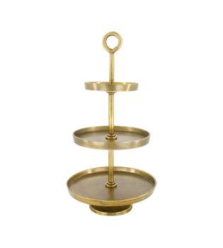 Etagiere round aluminium 3 layers 25x25x47cm - Gold
