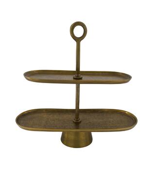 Etagiere round aluminium 2 layers 43x16.5x39cm - Gold
