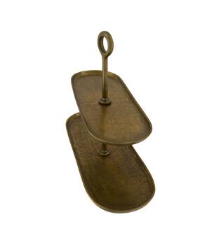 Etagiere round aluminium 2 layers 43x16.5x39cm - Gold