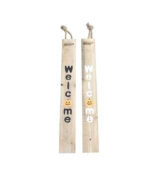 Sign welcome historic wood 78x10x1.5cm C/2