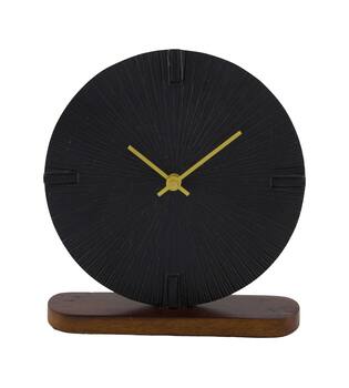 Clock mango wood base aluminium 20x5x21cm
