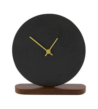 Clock mango wood base aluminium 20x5x21cm