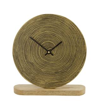 Clock mango wood base aluminium 20x5x21cm