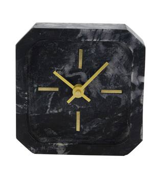 Clock marble 13x5x13cm - Black