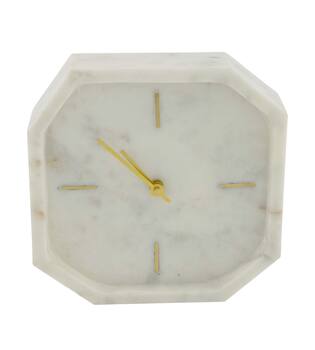 Clock marble 20x5x20cm - White