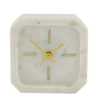 Clock marble 13x5x13cm - White