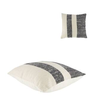 Cushion striped recycled cotton 45x45x9cm - Black