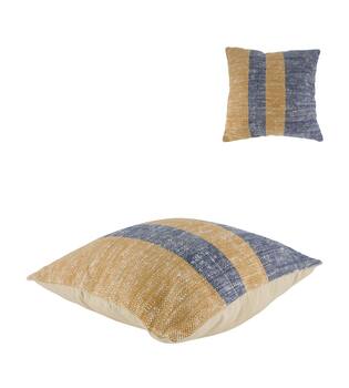 Cushion striped recycled cotton 45x45x9cm - Orange