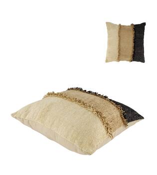 Cushion striped recycled cotton 45x45x9cm - Natural