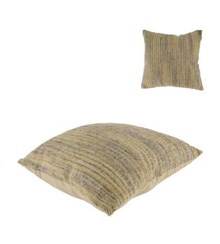 Cushion striped recycled cotton 45x45x9cm - Brown