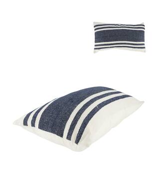 Cushion striped recycled cotton 30x50x9cm - Blue