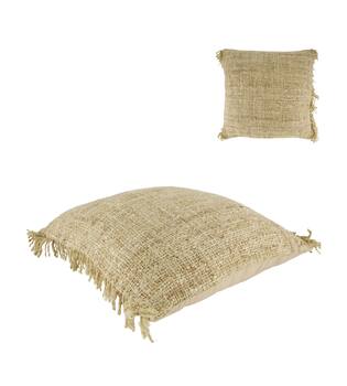 Cushion fringes recycled cotton 45x45x9cm - Natural