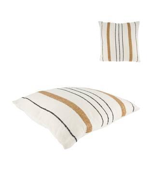 Cushion striped recycled cotton 45x45x9cm - Cream