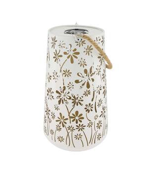Lantern solar metal 22x22x35cm - White