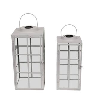 Lantern solar metal 22x22x46cm S2 - White