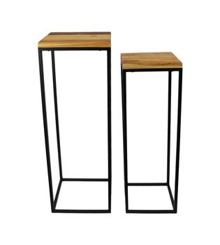 Table square metal 27x27x77cm  - Natural