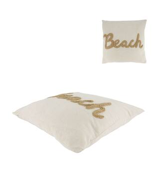 Cushion embroidery beach jute 45x45x8cm