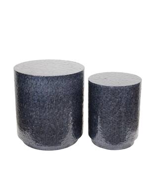 Side table round capiz  mdf 47x47x52cm - Blue