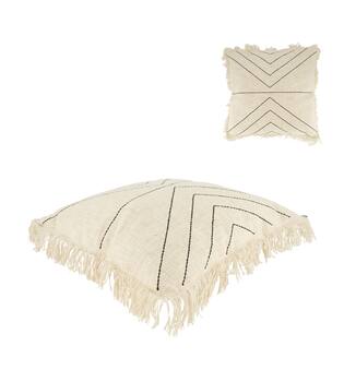 Cushion embroidery pattern cotton 45x45x9cm - Natural