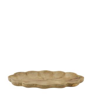 Plate scalloped mango wood 38x18x2.5cm - Natural