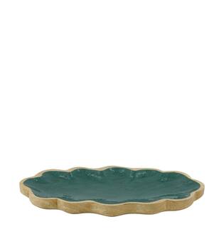 Plate scalloped mango wood 27.5x15x2.5cm